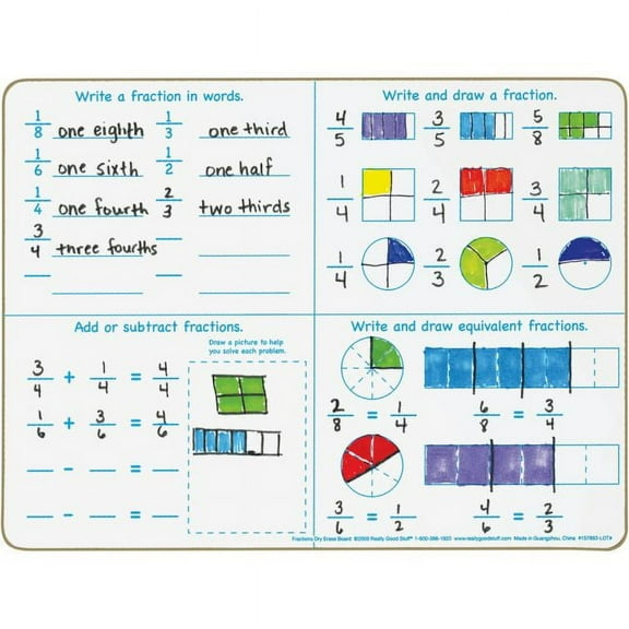 Really Good Stuff Fractions Dry Erase Board Set
