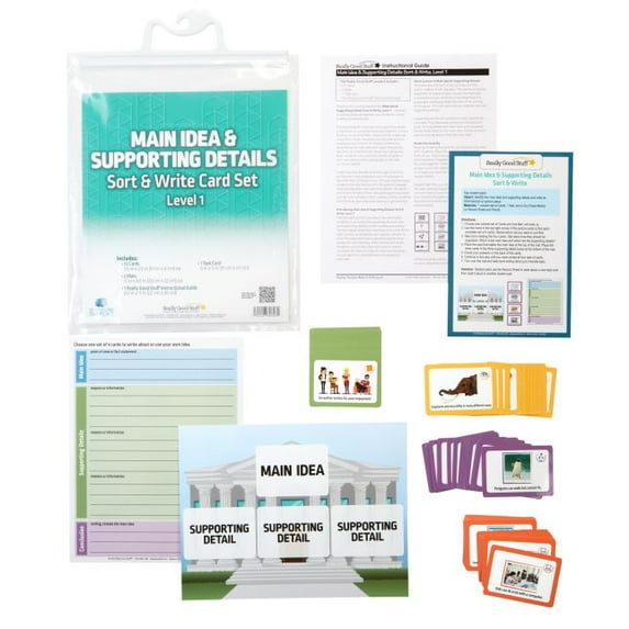 Really Good Stuff Main Idea & Supporting Details - Sort & Write Card Set - Level 1