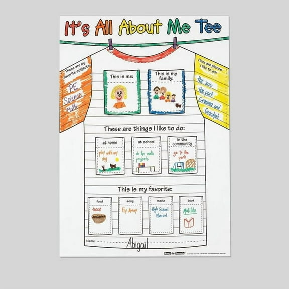 Really Good Stuff Ready-To-Decorate All About Me Tee Posters Retro Style - Size 24''x36'' - Postora