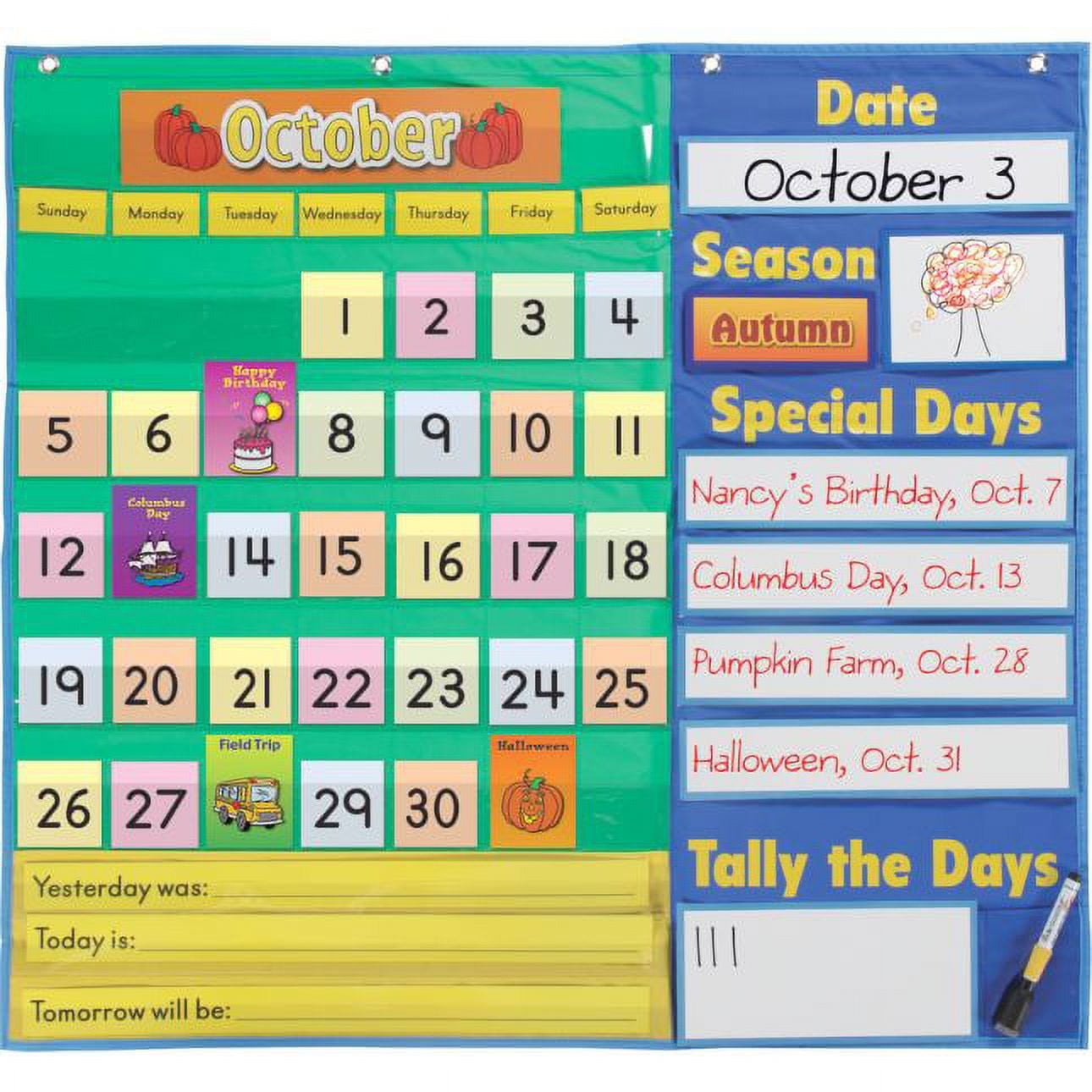 Really Good Stuff Today's Calendar Pocket Chart - Walmart.com