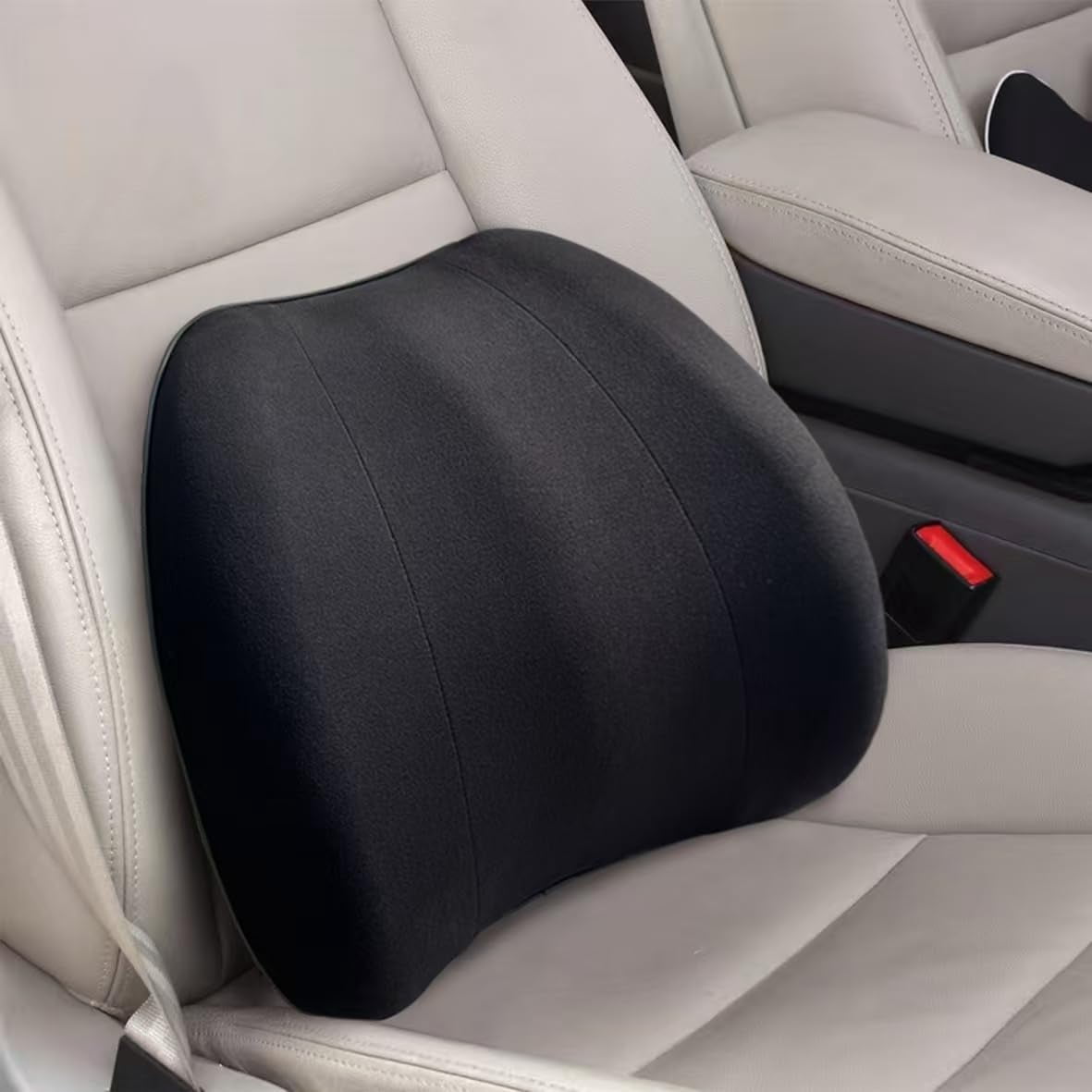 ElevateEase Breathable Lumbar Support Pillow - Memory Foam, 2 Covers (Mesh & Velvet), For Office Chair, Car, Couch