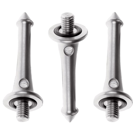 Really Right Stuff Stainless Steel Tripod Foot Spikes, Set of 3, Accidental Backout Prevention O-Rings, Compatible with RRS Tripods & Monopods (RRS-9000023)