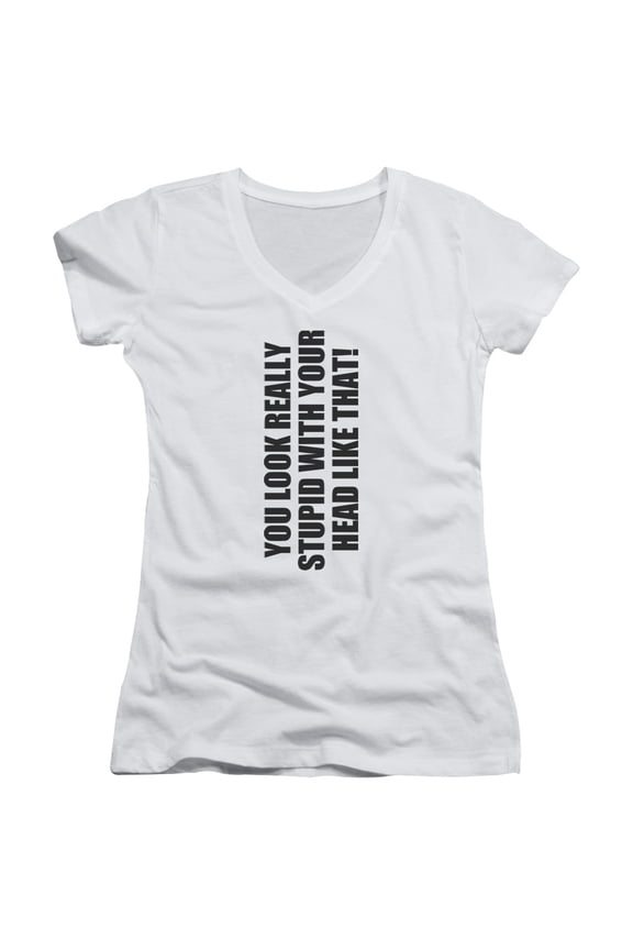 - Really Stupid - Juniors Cap Sleeve V-Neck Shirt - Small