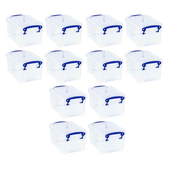 Really Useful Box 1.6L Storage Bin w/Snap Lid & Clip Lock Handle, 12 Pack