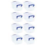 Really Useful Box Storage Bin - Snap Lid and Clip Lock - 8 Pack, 1.6 l