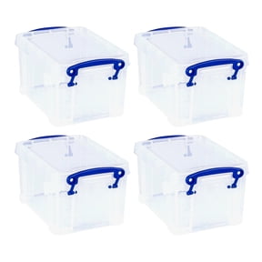 Really Useful Box 1.6L Storage Bin - Snap Lid and Clip Lock - 4 Pack, Clear