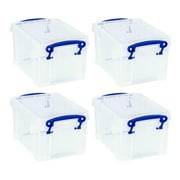 Really Useful Box 1.6L Storage Bin - Snap Lid and Clip Lock - 4 Pack, Clear
