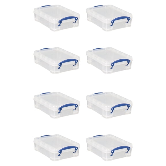 Really Useful Box 1.75L Storage Bin w/Snap Lid & Clip Lock Handle, 8 Pack