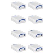 Really Useful Box 1.75L Storage Bin w/Snap Lid & Clip Lock Handle, 8 Pack