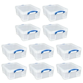 Really Useful Box Storage Container - With Lid and Clip Lock Handles - 10 Pack, 17 L