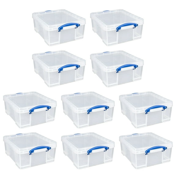 Really Useful Box 17L Storage Container w/ Lid & Clip Lock Handles(10 Pack)