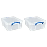 Really Useful Box 17L Storage Box - Lid and Clip Lock Handles - 2 Pack