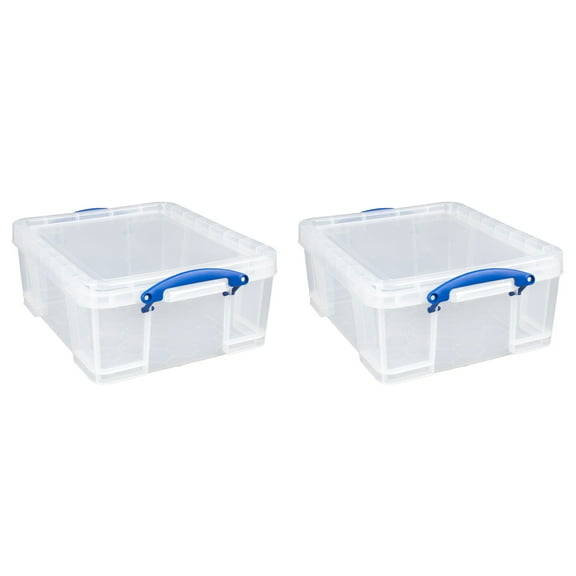 Really Useful Box 17L Storage Container w/ Lid & Clip Lock Handles (2 Pack)