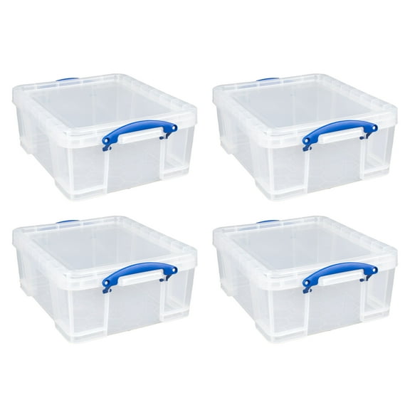 Really Useful Box 17L Storage Container w/ Lid & Clip Lock Handles (4 Pack)