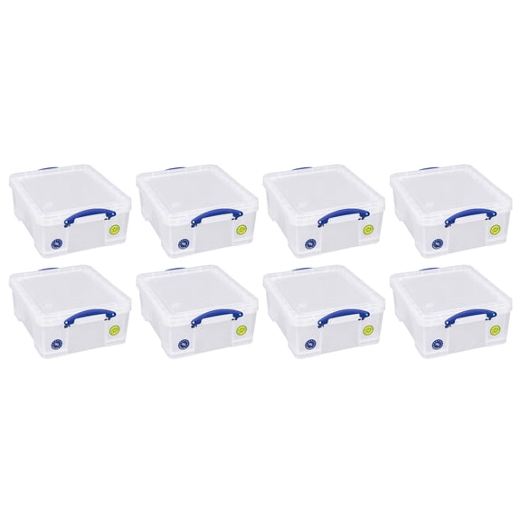 Really Useful Box 18L Storage Container w/Snap Lid Clip Lock Handle, 8 Pack