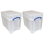 Open Box Really Useful Box 19L Transparent Storage Container with Lid, 2 Pack