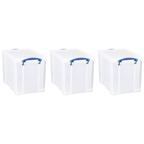 Really Useful Box Plastic Shoe Box Storage Bin - Locking Lid - 3 Pack, 19 L Clear