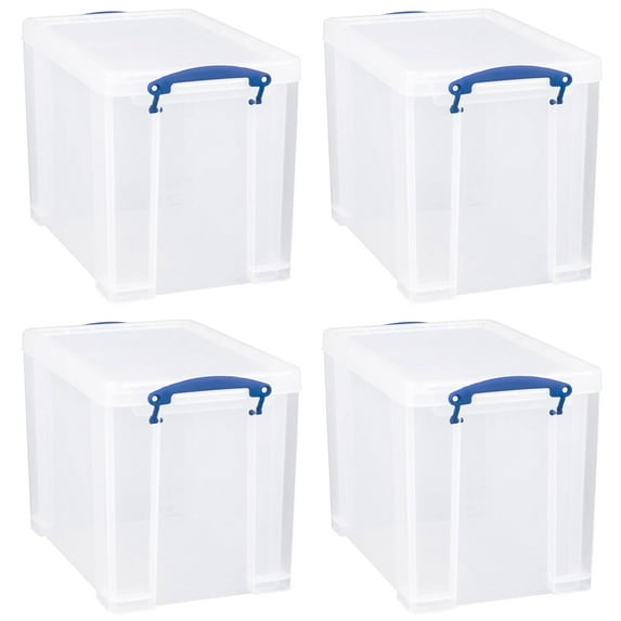 Really Useful Box 19L Storage Container w/ Lid & Clip Lock Handles (4 Pack)