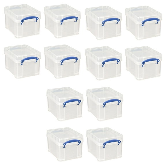 Really Useful Box 3 Liter Snap Lid Bins for Music Storage, 12 Pack, Clear