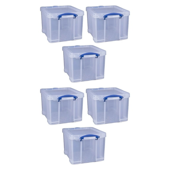 Really Useful Box 32L Storage Container with Snap Lock Handle, 6 Pack
