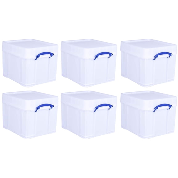 Really Useful Box 35L Extra Strong Plastic Storage Box w/XL Snap Lid, 6 Pck