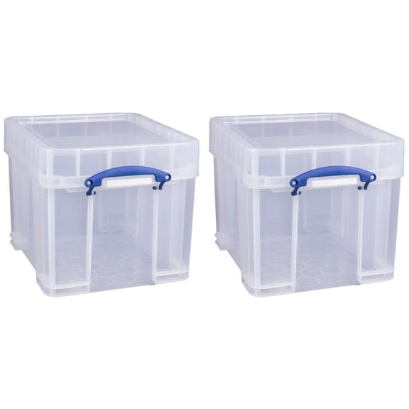 Really Useful Box 35L Transparent Storage Container with Snap Lid, 2 Pack