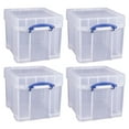 thumbnail image 1 of Really Useful Box 35L Transparent Storage Container with Snap Lid, 4 Pack, 1 of 8