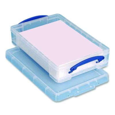 Really Useful Box Snap-Lid Storage Bin, 1.05 gal, 10.25" x 14.5" x 3.37", Clear/Blue