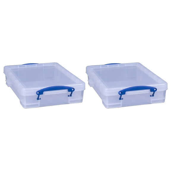 Really Useful Box 4L Storage Container w/ Lid & Clip Lock Handles (2 Pack)