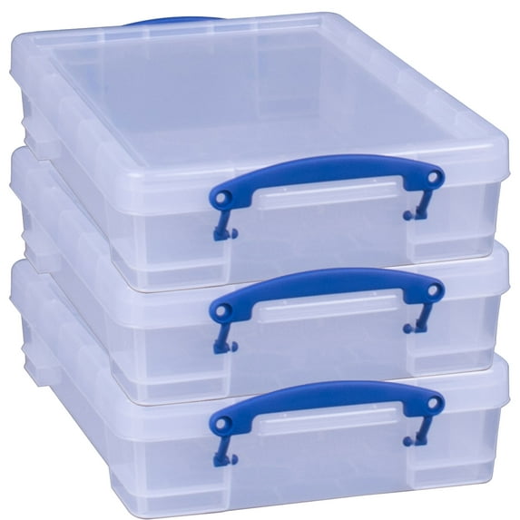 Really Useful Box 4L Storage Container w/ Lid & Clip Lock Handles (3 Pack)