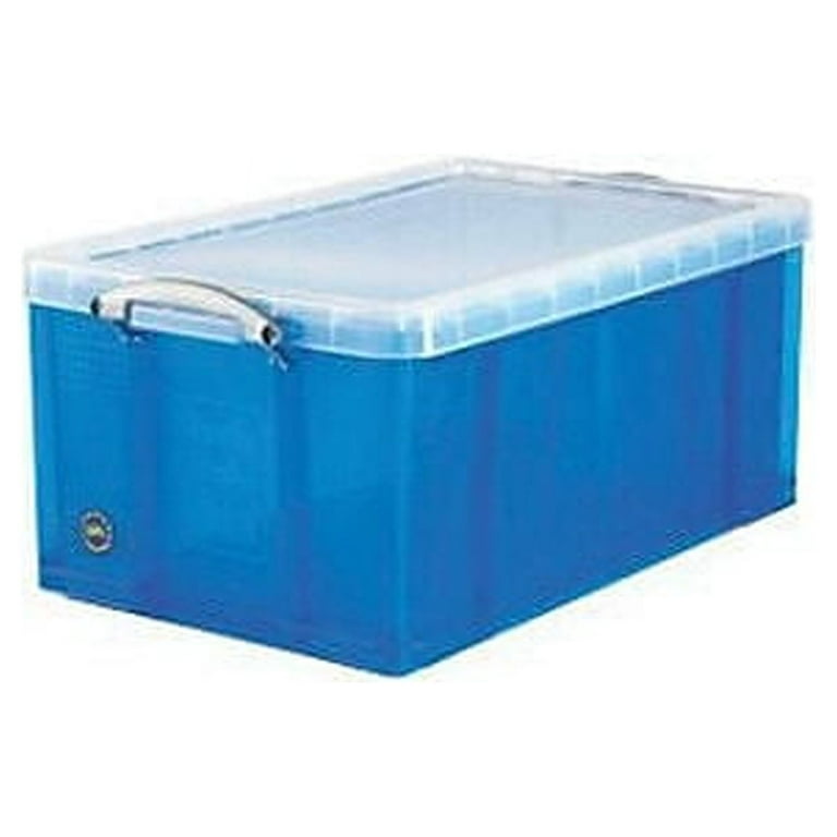 Really Useful Box® 64 Liter Snap Lid Storage Bin, Transparent Blue