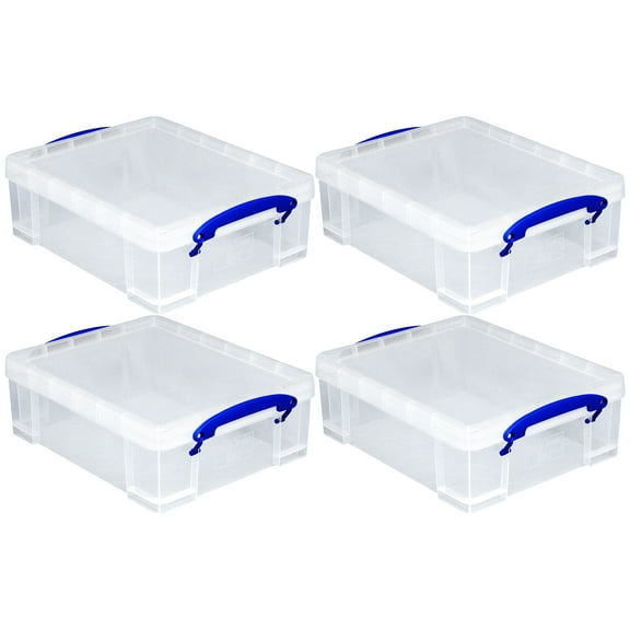 Really Useful Box 8.1L Storage Container with Clip Lock Handles (4 Pack)