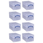 Really Useful Box 9 Liter Transparent Storage Container w/ Snap Lid, 8 Pack
