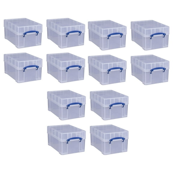 Really Useful Box 9L Transparent Storage Container with Snap Lid, 12 Pack