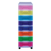 Really Useful Box  Plastic 8-Drawer Storage Tower, 7 Liters, 36 1/2 x 15 3/4 x 12, Clear/Rainbow