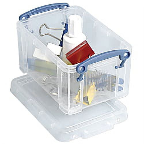Really Useful Box(R) Plastic Storage Box, 0.7 Liter, 6in. x 4in. x 3in., Clear