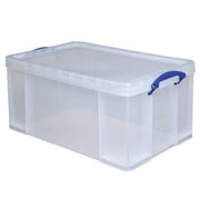 Really Useful BoxesR Plastic Storage Box, 64 Liters, 12 1/4in.H x 17 5/16in.W x 28in.D, Clear, 64C