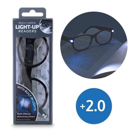 Really Useful Light-Up Readers Tortoiseshell Glasses, Grey - Plus 2.0