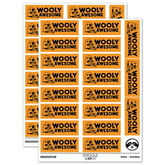 Really Wooly Awesome Knitting Sheep Teacher Student School Sticker Set - Orange - Matte Finish - 2.00" Large