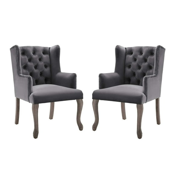 Modway Realm Armchair Performance Velvet Set of 2 in Gray
