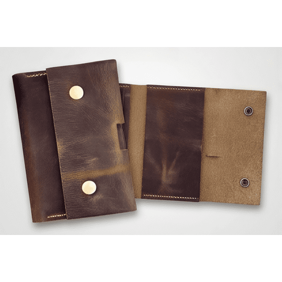 Realmark Leather Travel Journal Organizer with Pen Holder, Genuine Buff Leather Wallet with Card Slots & Cash Pocket A6 Notebook Cover, Rustic Handmade Travel Notebook Cover for Men & Women