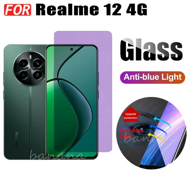 Realme 12 4G Anti Blue Light RayTempered Glass For Realme 12 5G 12+ 12X Realme 11 4G 11 5G 11X Screen Protector+Camera Lens Film+back Film