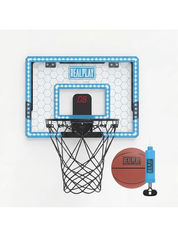 Mini Basketball Hoop for Kids Indoor Over-the-Door Basketball Hoop with LED Scoreboard, Mini Basketball & Net