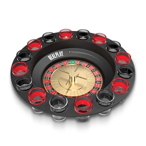 Realplay Shot Roulette Game – Casino-Style Roulette Wheel with 16 Shot Glasses, Adult Games for Ages 21+