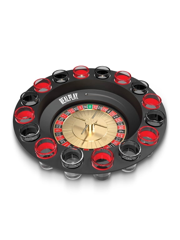Shot Roulette Game Casino-Style Roulette Wheel with 16 Shot Glasses, Adult Games for Ages 21+