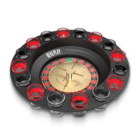 Realplay Shot Roulette Game  Casino-Style Roulette Wheel with 16 Shot Glasses, Adult Games for Ages 21+