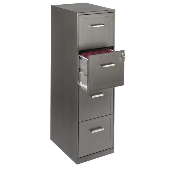 Realspace® 18"D 4-Drawer Vertical File Cabinet, Metallic Charcoal