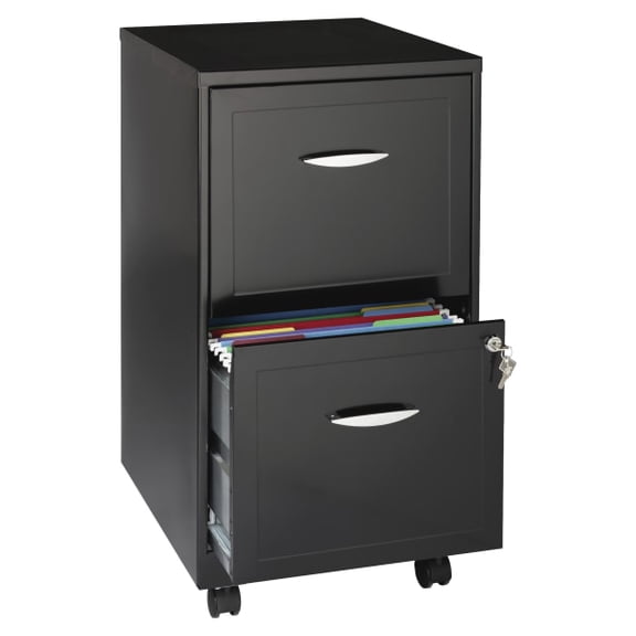 Realspace 18"D SOHO Vertical Mobile File Cabinet, 2 Drawers, Black