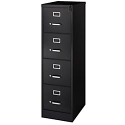 Realspace 22"D 4-Drawer Metal Vertical File Cabinet, Black
