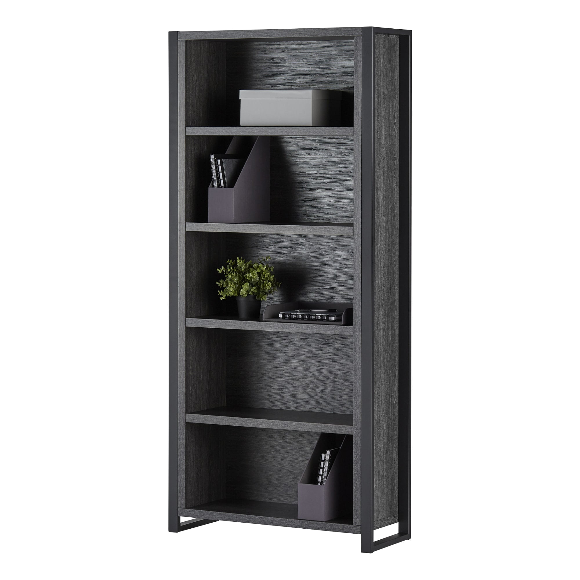 Realspace® 36W Steel 5-Shelf Cabinet, Black